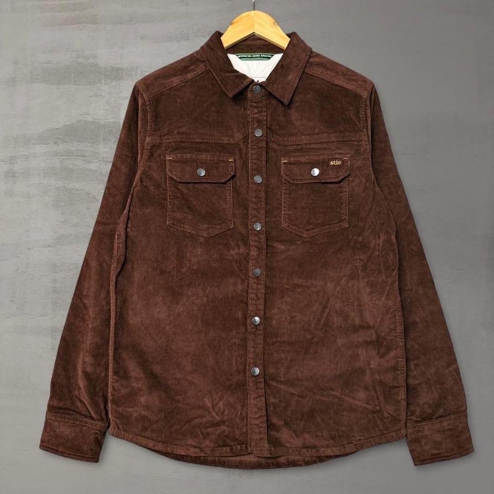 Stio Corduroy Shirt Jacket Brown Snap Front Organic Cotton Men's Small